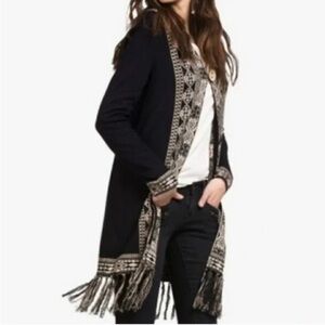 Lucky Brand Black and Cream Geometric Cardigan